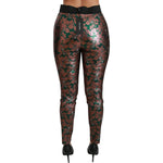 Dolce & Gabbana Green Bronze Leaf Tights Skinny Pants PAN70819-36