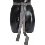 Dolce & Gabbana Black Silk Clear Crystal Bow Waist Belt NOC10069-S