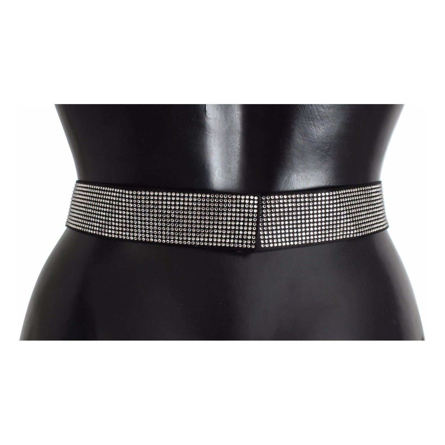 Dolce & Gabbana Black Silk Clear Crystal Bow Waist Belt NOC10069-S