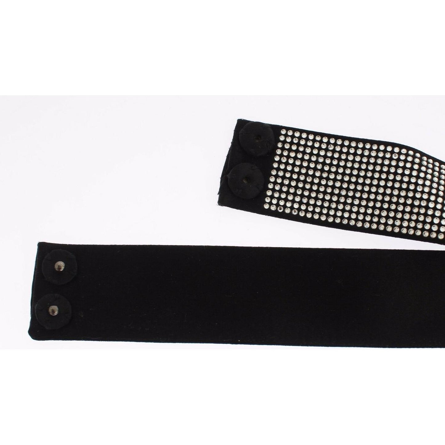 Dolce & Gabbana Black Silk Clear Crystal Bow Waist Belt NOC10069-S