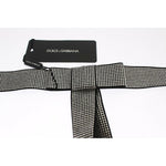 Dolce & Gabbana Black Silk Clear Crystal Bow Waist Belt NOC10069-S