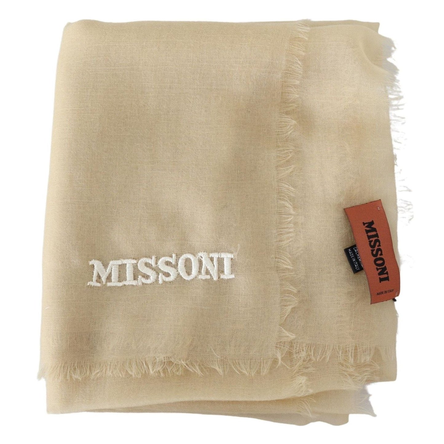 Missoni Beige Cashmere Unisex Neck Scarf MS2138BG