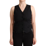 Dolce & Gabbana Black Button Down Sleeveless Viscose Vest Top TSH7062 - 36