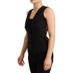 Dolce & Gabbana Black Button Down Sleeveless Vest Wool Top TSH7065 - 40