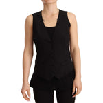 Dolce & Gabbana Black Button Down Sleeveless Vest Wool Top TSH7065 - 40