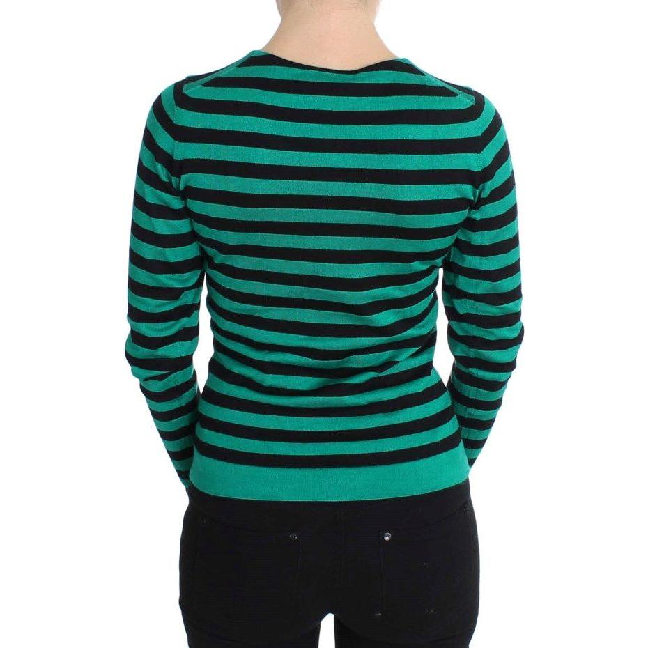Dolce & Gabbana Green Black Silk Cashmere Sweater SIG20572-4