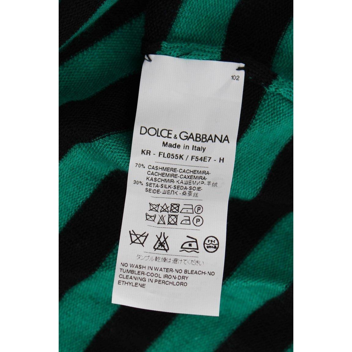 Dolce & Gabbana Green Black Silk Cashmere Sweater SIG20572-4