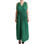 Dolce & Gabbana Green Cotton Sleeveless V-neck Dress DR28303 - 46
