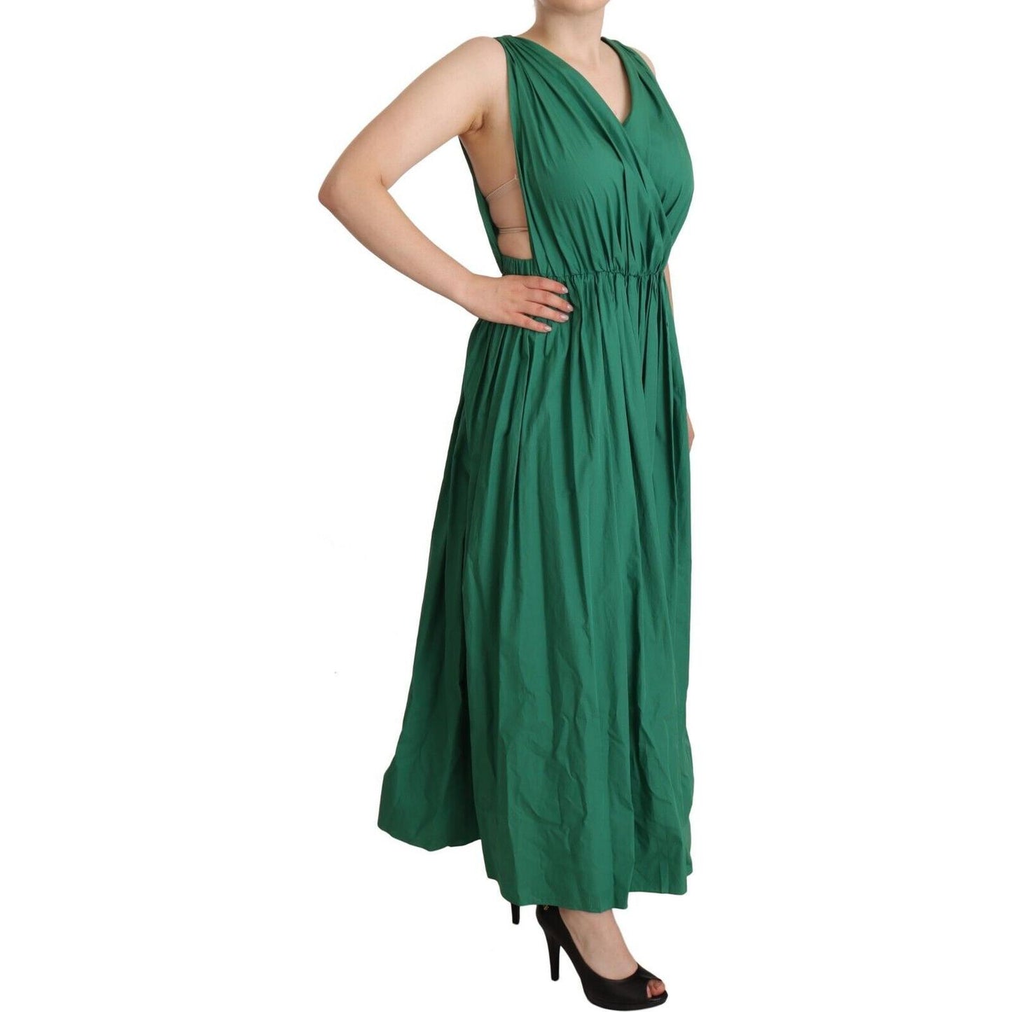 Dolce & Gabbana Green Cotton Sleeveless V-neck Dress DR28303 - 46