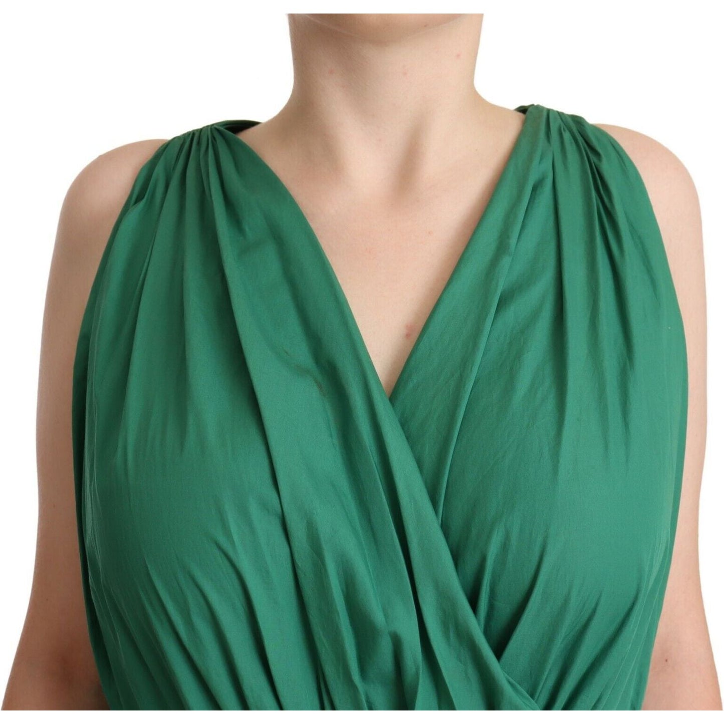 Dolce & Gabbana Green Cotton Sleeveless V-neck Dress DR28303 - 46