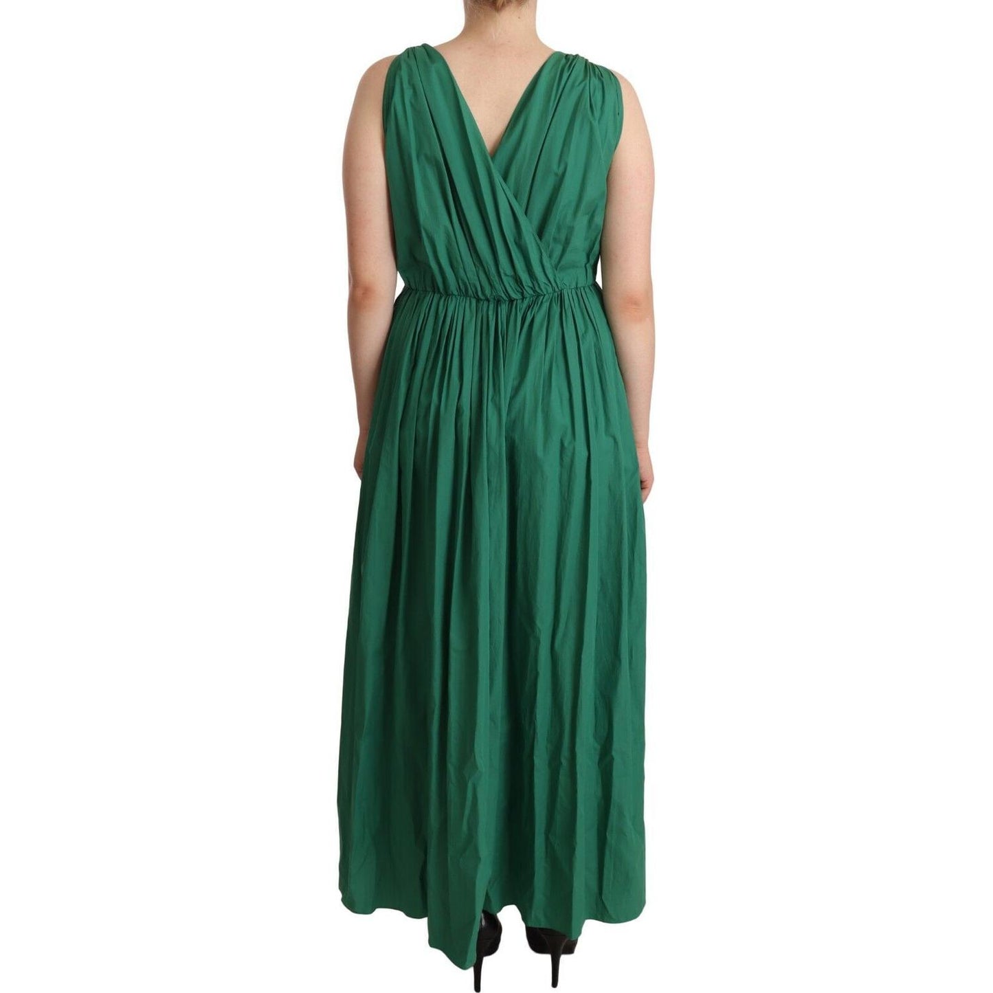 Dolce & Gabbana Green Cotton Sleeveless V-neck Dress DR28303 - 46