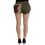 Dolce & Gabbana Green High Waist Hot Pants Cotton Army Shorts SKI1833- 40