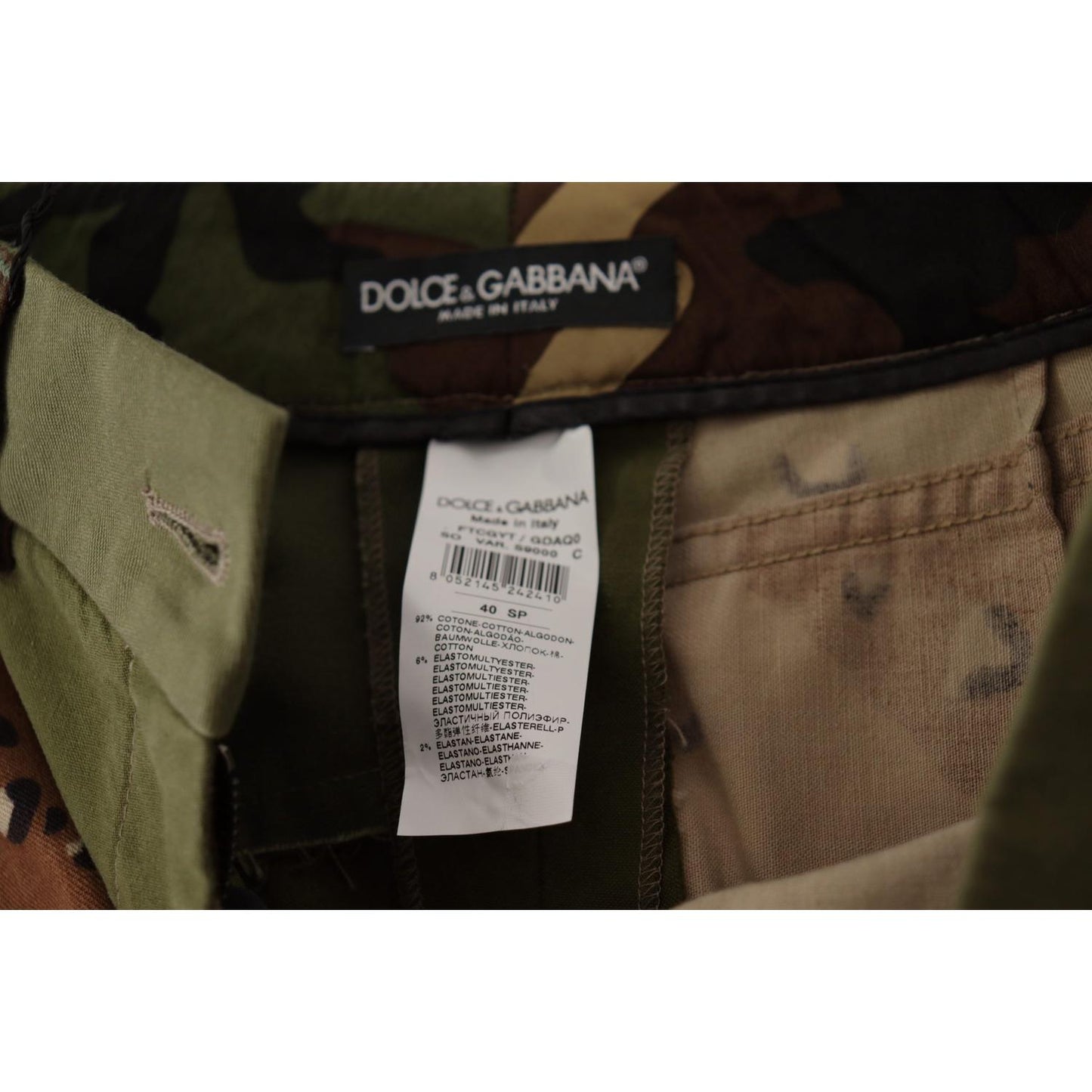 Dolce & Gabbana Green High Waist Hot Pants Cotton Army Shorts SKI1833- 40