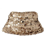 Dolce & Gabbana Gold Silk Sequin Embellished Designer Brim Bucket Hat HAT9295