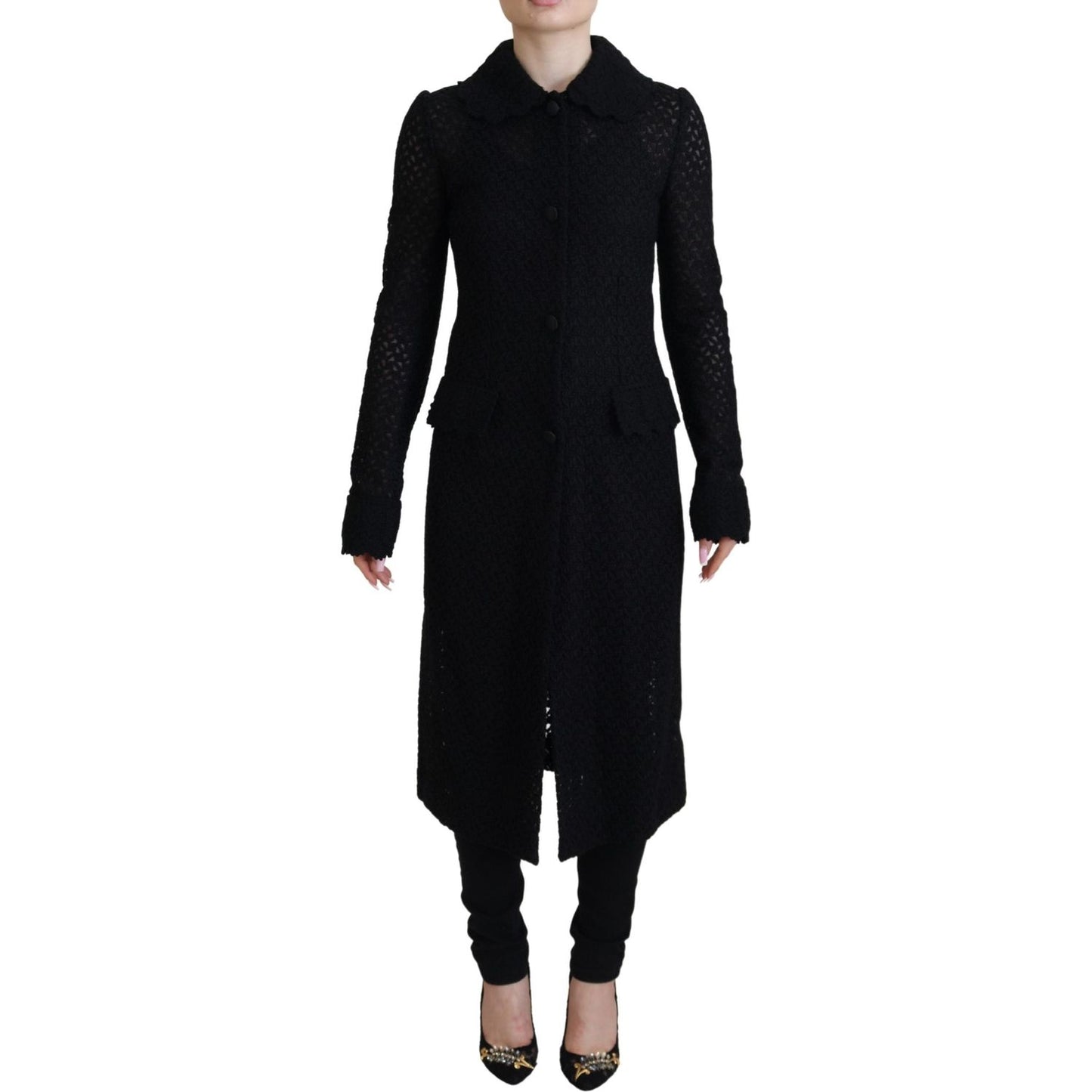 Dolce & Gabbana Black Button Down Long Blazer Cotton Jacket JKT3505 - 40