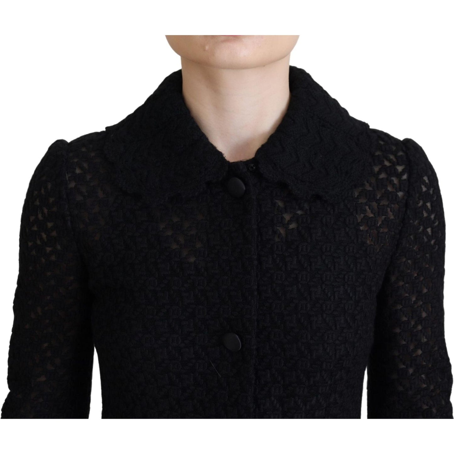 Dolce & Gabbana Black Button Down Long Blazer Cotton Jacket JKT3505 - 40
