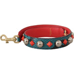 Dolce & Gabbana Green Crystals Leather Bag Shoulder Strap BEL8734