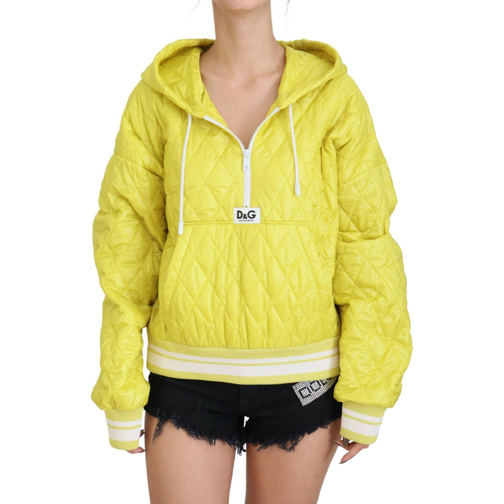 Dolce & Gabbana Yellow Nylon Quilted Hooded Pullover Jacket TSH83715- 40