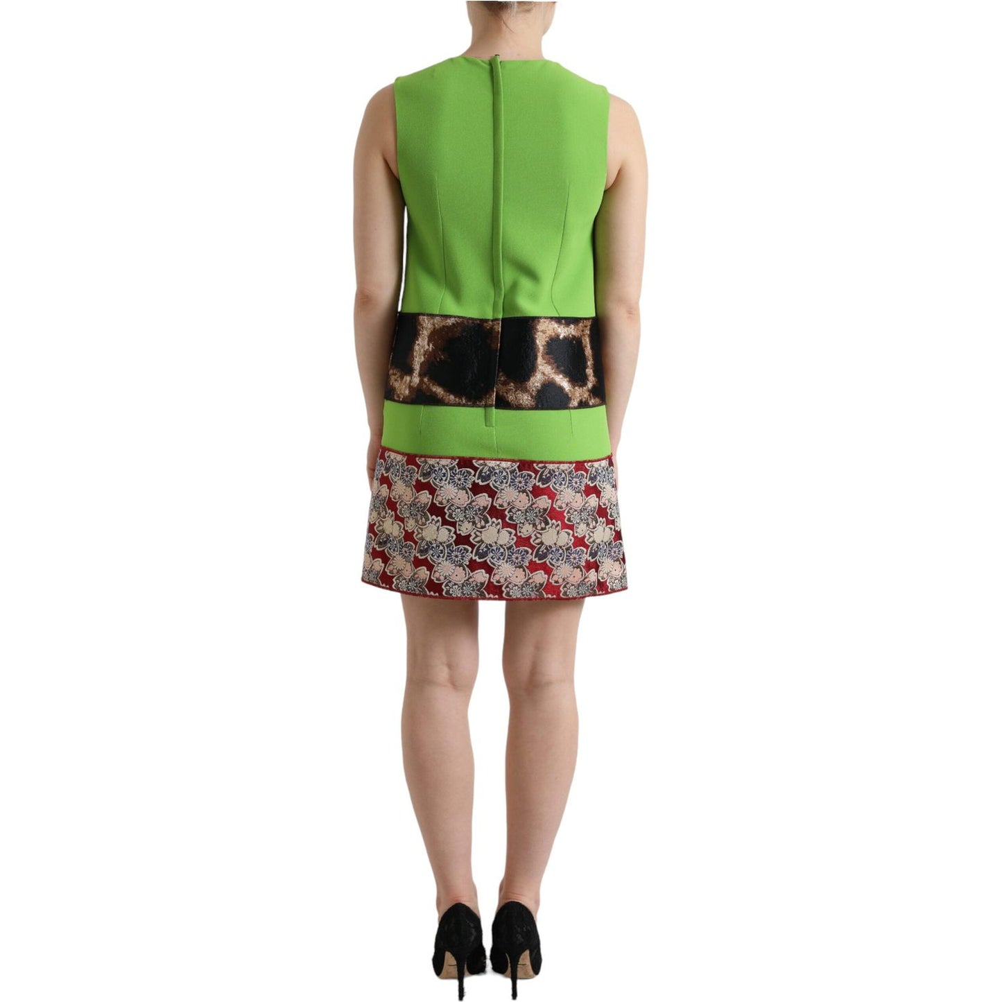 Dolce & Gabbana Apple Green Sleeveless Panelled Shift Dress DR281015-38