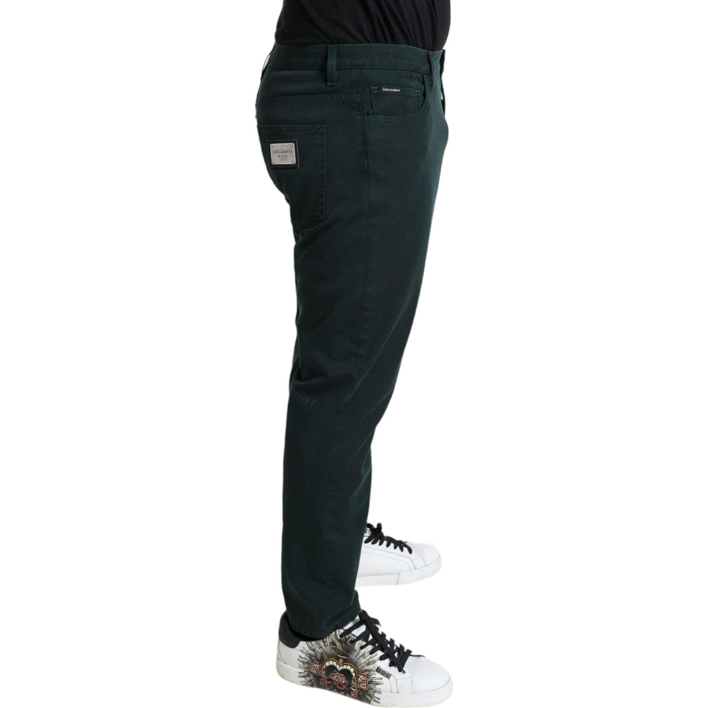 Dolce & Gabbana Green Cotton Stretch Skinny Men Denim Jeans PAN75053-54