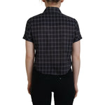 Dsquared² Black Checkered Collared Button Short Sleeves Top TSH83414-38