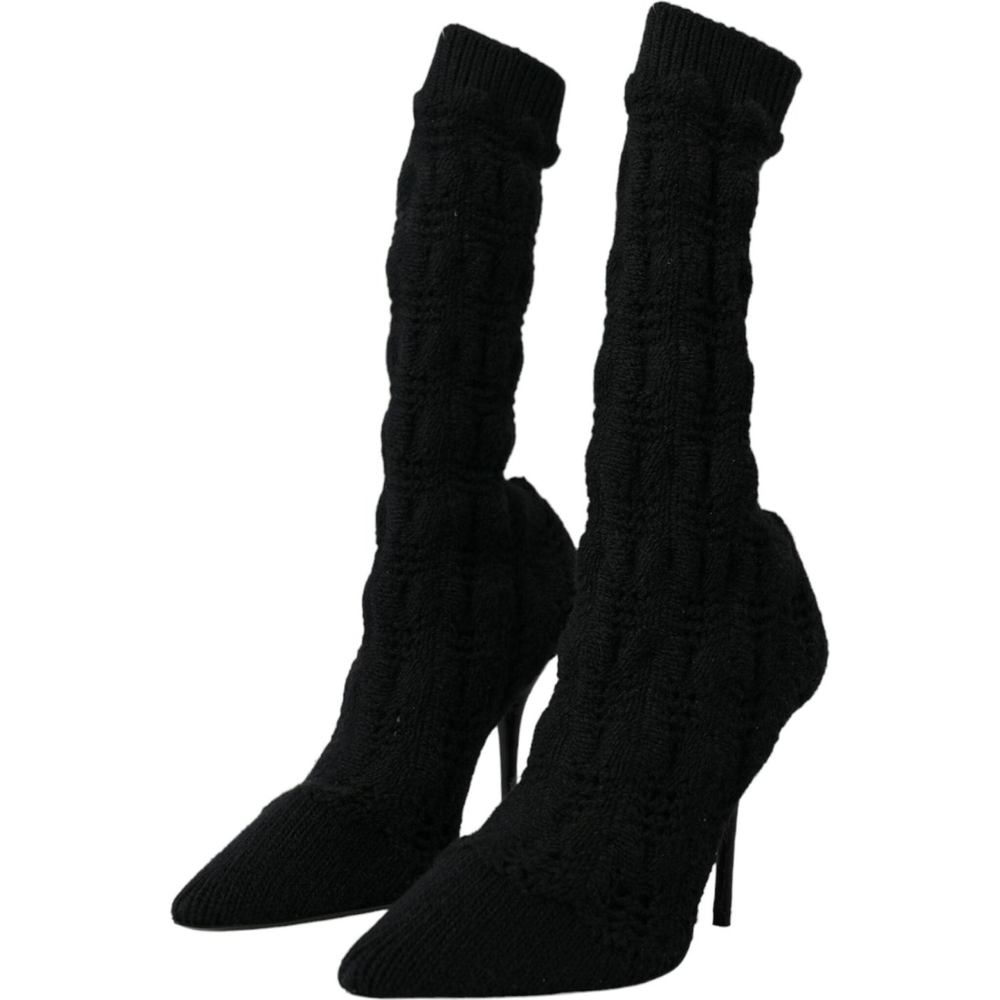 Dolce & Gabbana Black Stiletto Heels Mid Calf Boots Shoes LA10724-39