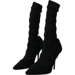 Dolce & Gabbana Black Stiletto Heels Mid Calf Boots Shoes LA10724-39