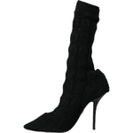 Dolce & Gabbana Black Stiletto Heels Mid Calf Boots Shoes LA10724-39