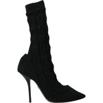 Dolce & Gabbana Black Stiletto Heels Mid Calf Boots Shoes LA10724-39