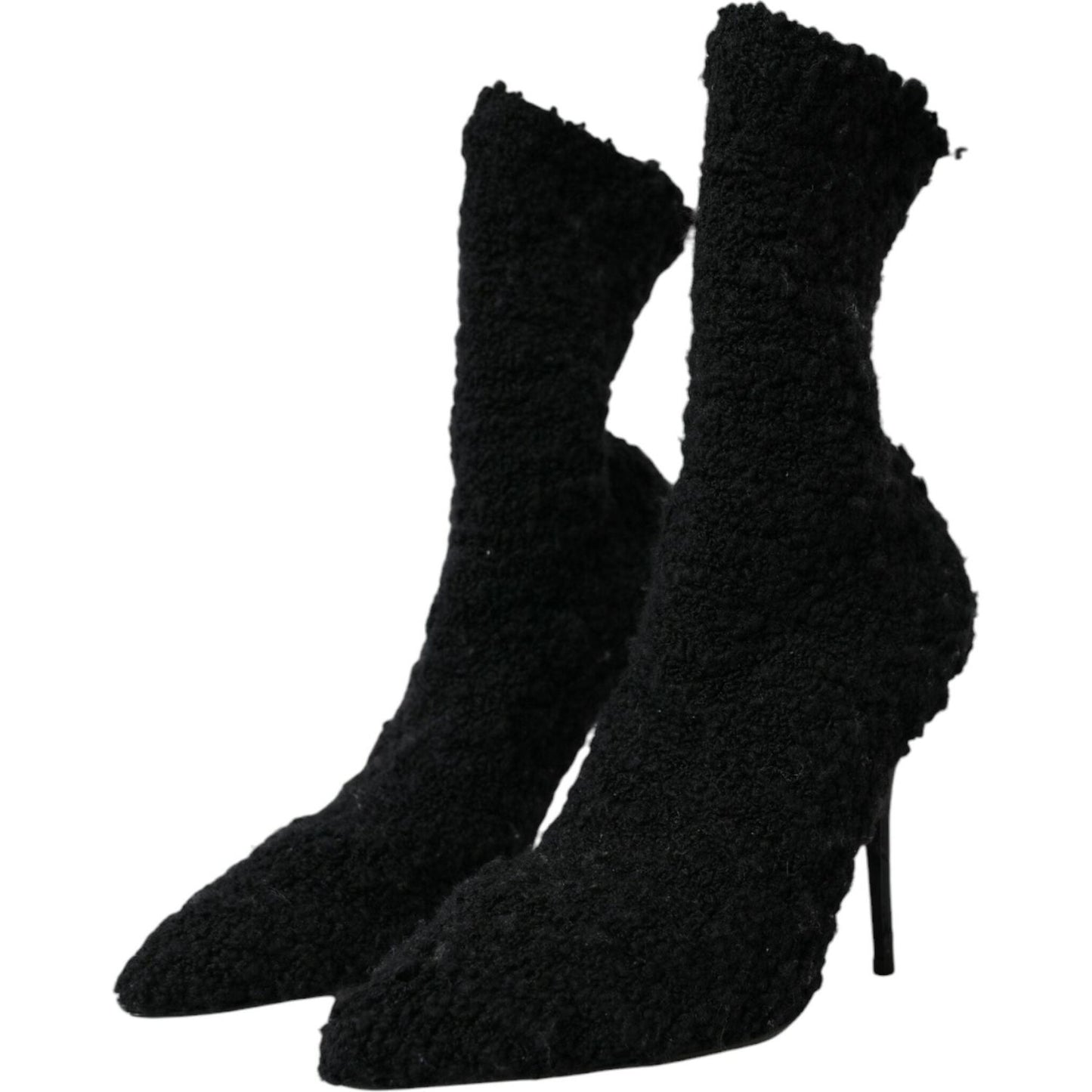 Dolce & Gabbana Black Stiletto Heels Mid Calf Boots Shoes LA10844-37.5