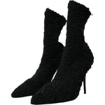 Dolce & Gabbana Black Stiletto Heels Mid Calf Boots Shoes LA10844-37.5