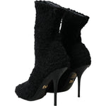 Dolce & Gabbana Black Stiletto Heels Mid Calf Boots Shoes LA10844-37.5