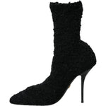 Dolce & Gabbana Black Stiletto Heels Mid Calf Boots Shoes LA10844-37.5