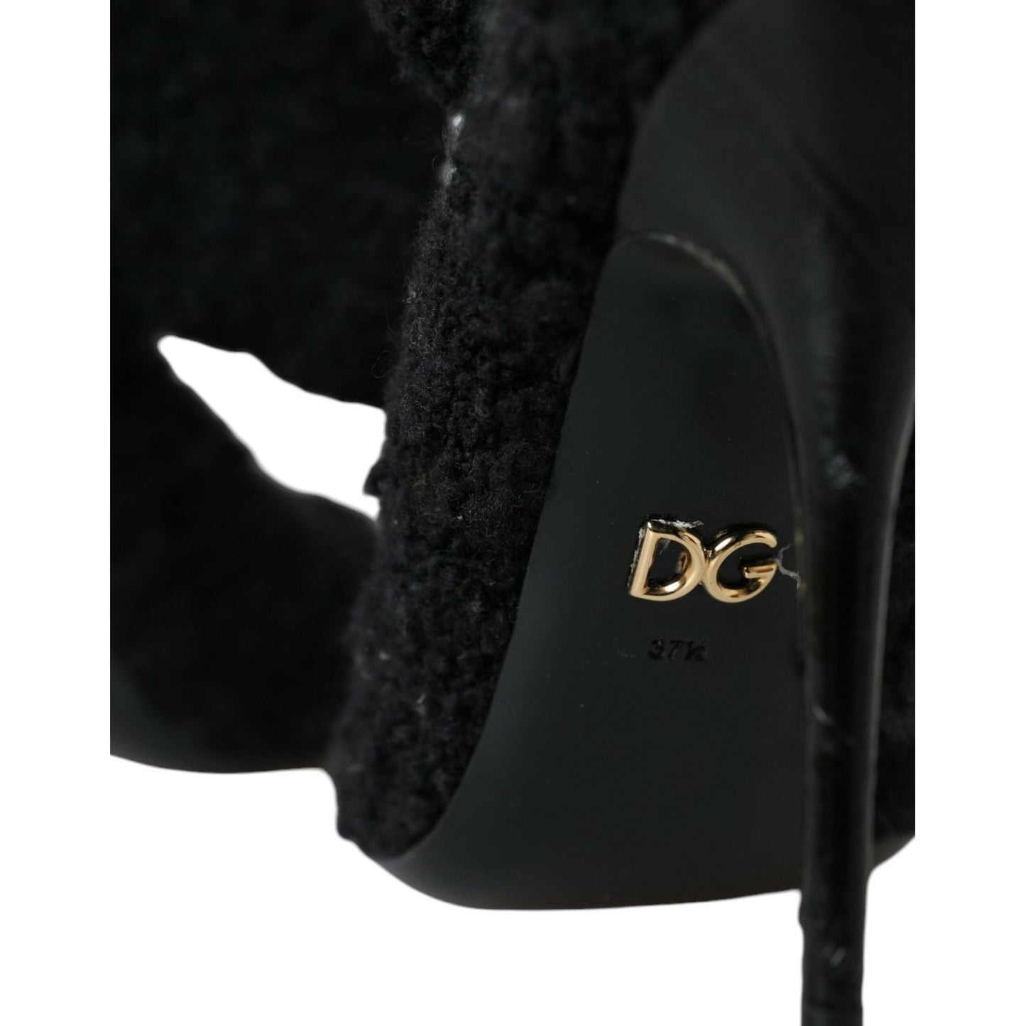 Dolce & Gabbana Black Stiletto Heels Mid Calf Boots Shoes LA10844-37.5