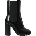 Dolce & Gabbana Black Leather Studded Lace Up Boots Shoes LA10927-36