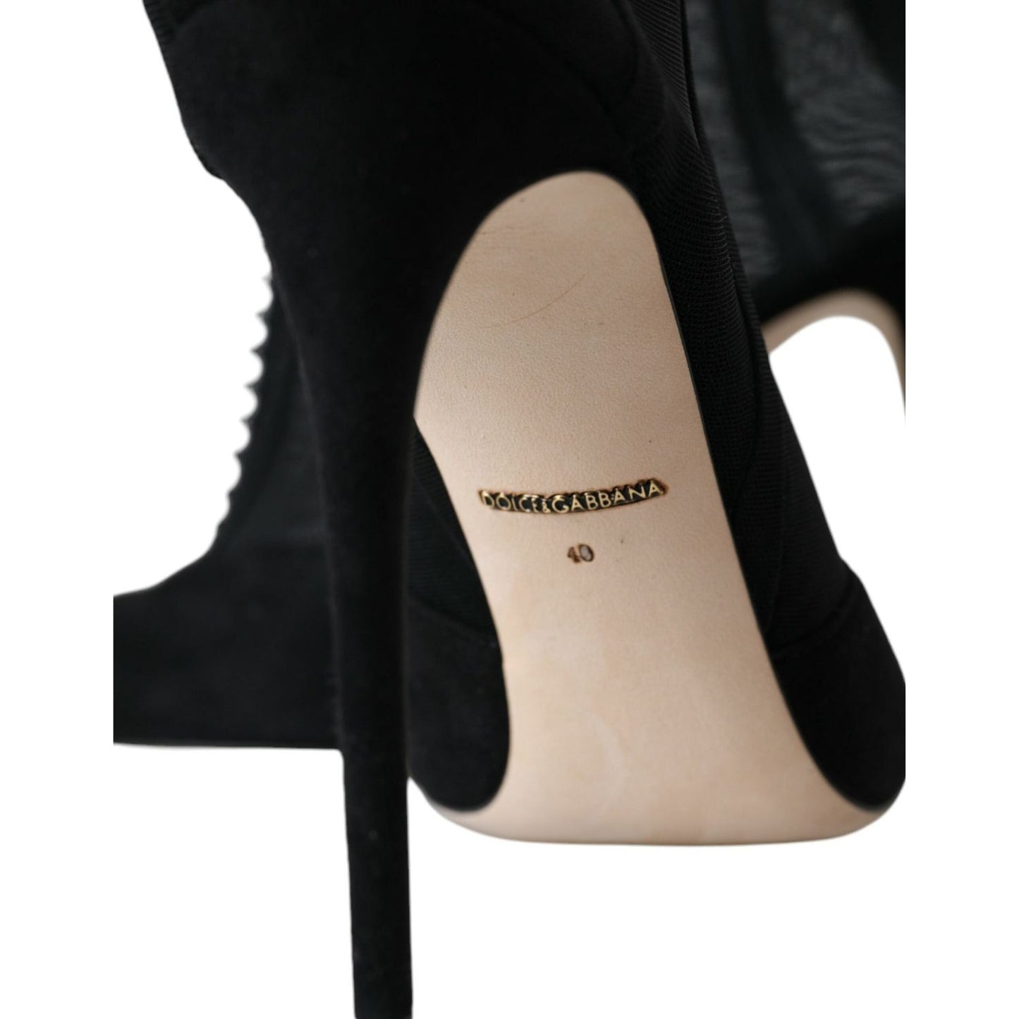 Dolce & Gabbana Black Mesh Stiletto Heels Ankle Boots Shoes LA10928-40