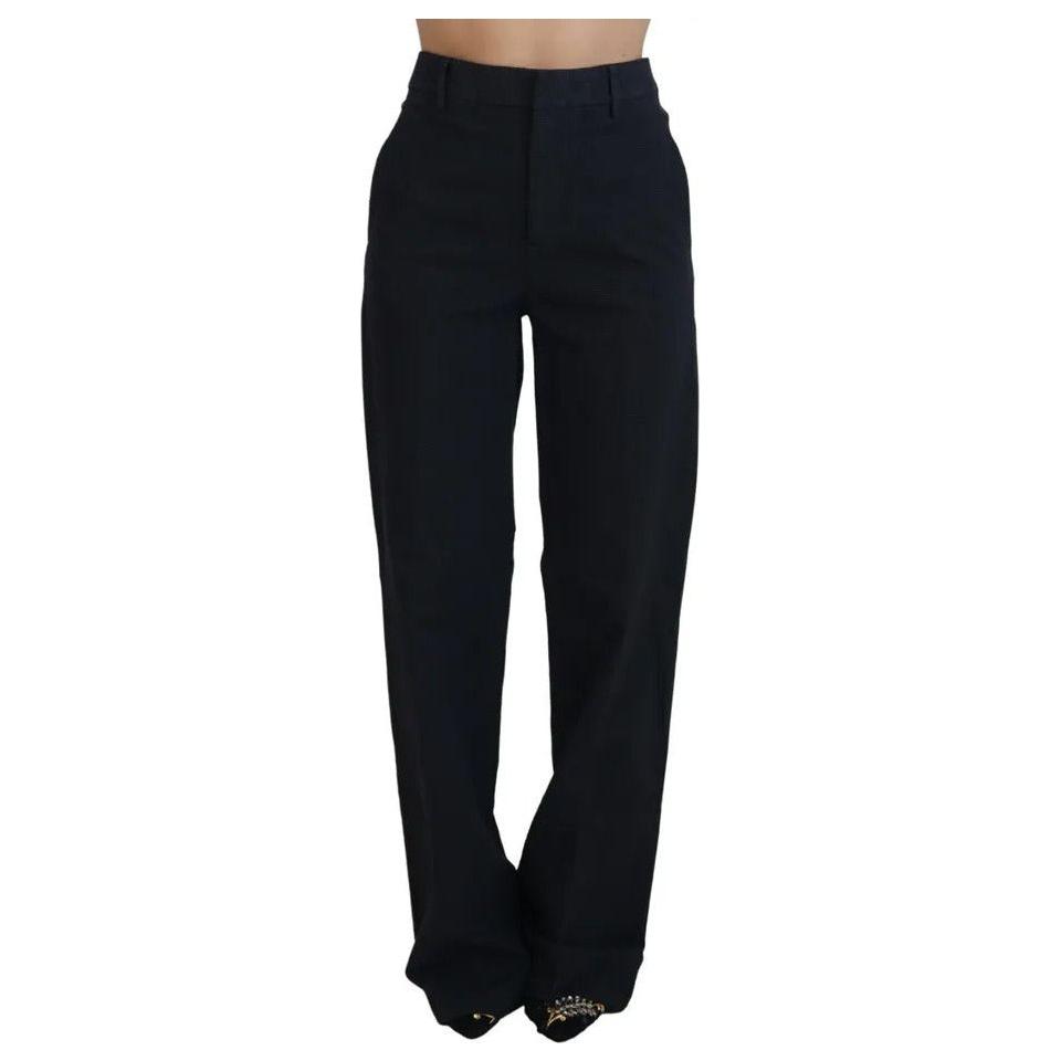 Dsquared² Black Checkered High Waist Straight Pants PAN74502-38