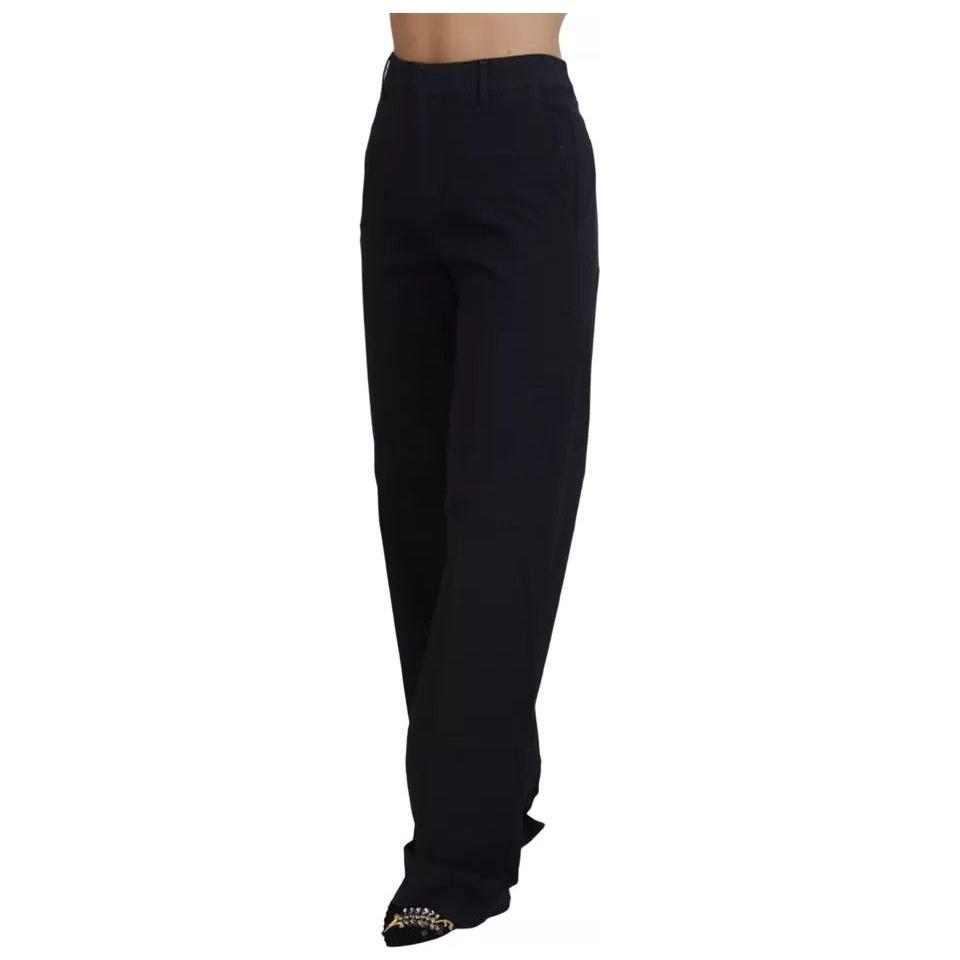 Dsquared² Black Checkered High Waist Straight Pants PAN74502-38