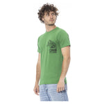 Cavalli Class Green Cotton Men T-Shirt CA-24385-L