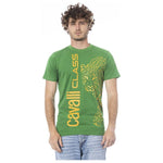 Cavalli Class Green Cotton Men T-Shirt CA-24360-L