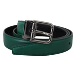 Dolce & Gabbana Green Calf Leather Silver Tone Metal Buckle Belt BEL8904-85