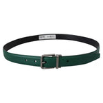 Dolce & Gabbana Green Calf Leather Silver Tone Metal Buckle Belt BEL8904-85