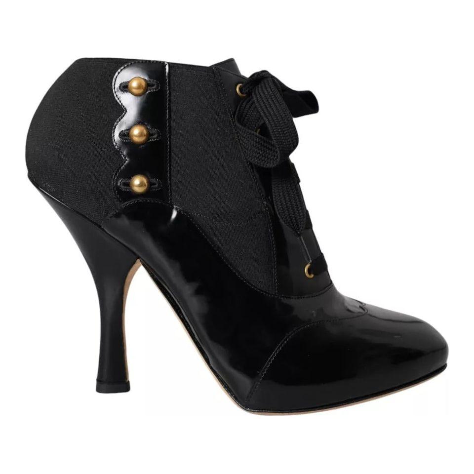 Dolce & Gabbana Black Jersey Stretch Ankle Boots Shoes LA10817-39