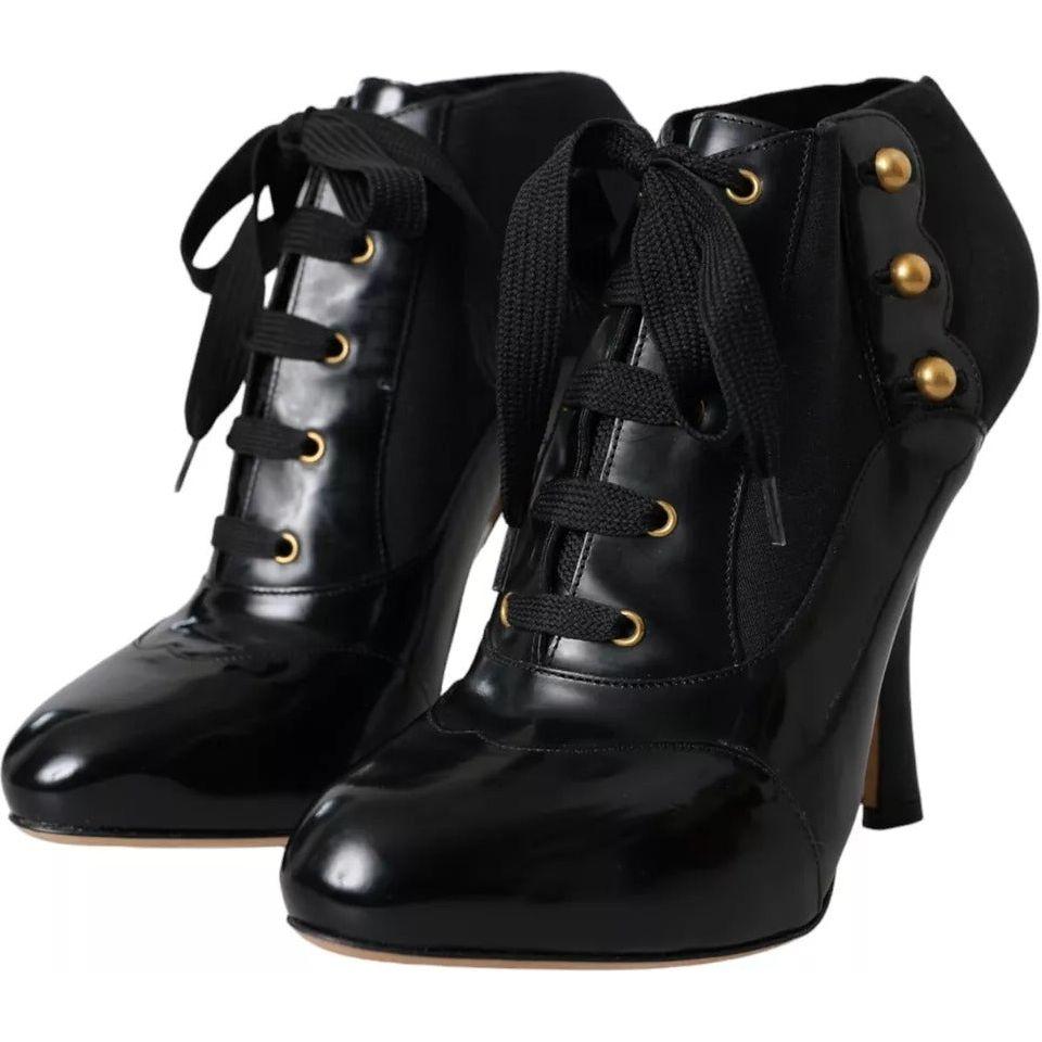 Dolce & Gabbana Black Jersey Stretch Ankle Boots Shoes LA10817-39
