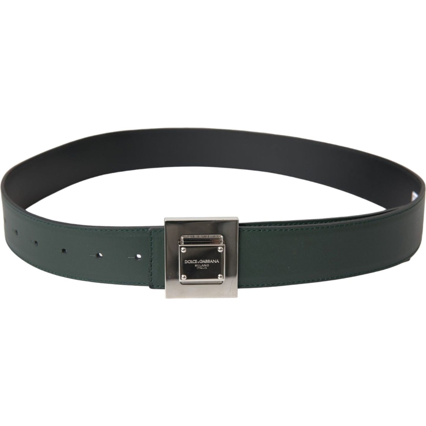 Dolce & Gabbana Green Calf Leather Square Metal Buckle Belt WMB404-80