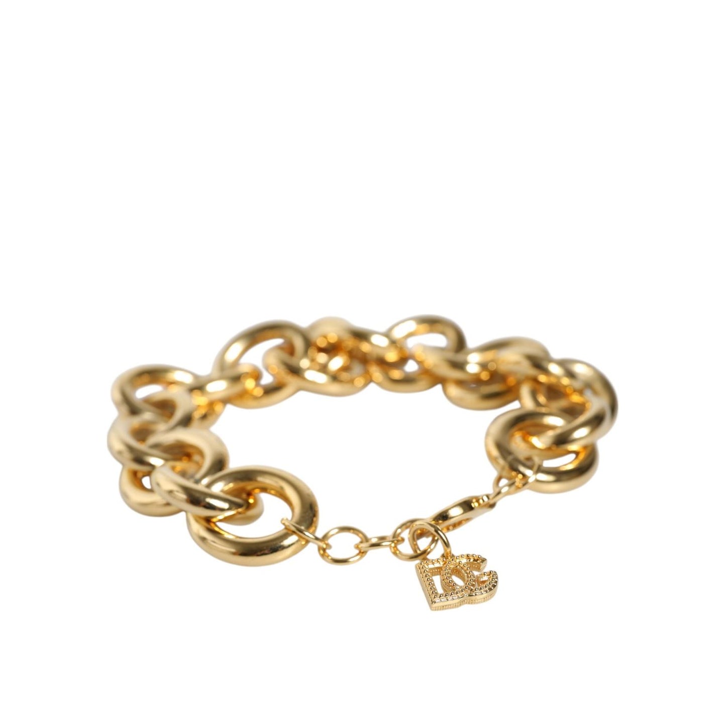 Dolce & Gabbana Gold Tone Brass Maxi Chain Lobster Clasp Logo Bracelet