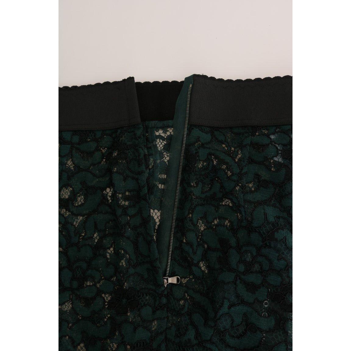 Dolce & Gabbana Green Floral Lace Leggings Pants BYX1125-5