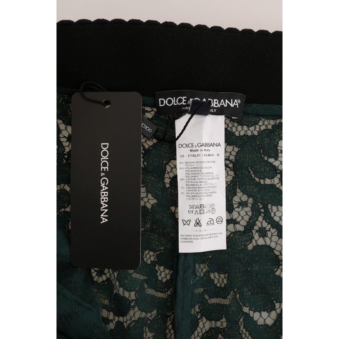 Dolce & Gabbana Green Floral Lace Leggings Pants BYX1125-5