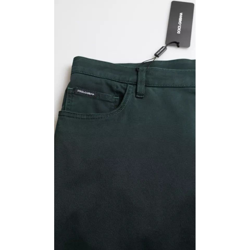Dolce & Gabbana Green Cotton Stretch Skinny Men Denim Jeans PAN75055-54