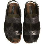 Dolce & Gabbana Green Gazelle Hair Leather Flats Sandals Shoes MV6960-43